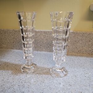 Crystal d’Arques France Bud Flower Vase 24% Lead Vintage Set Of 2